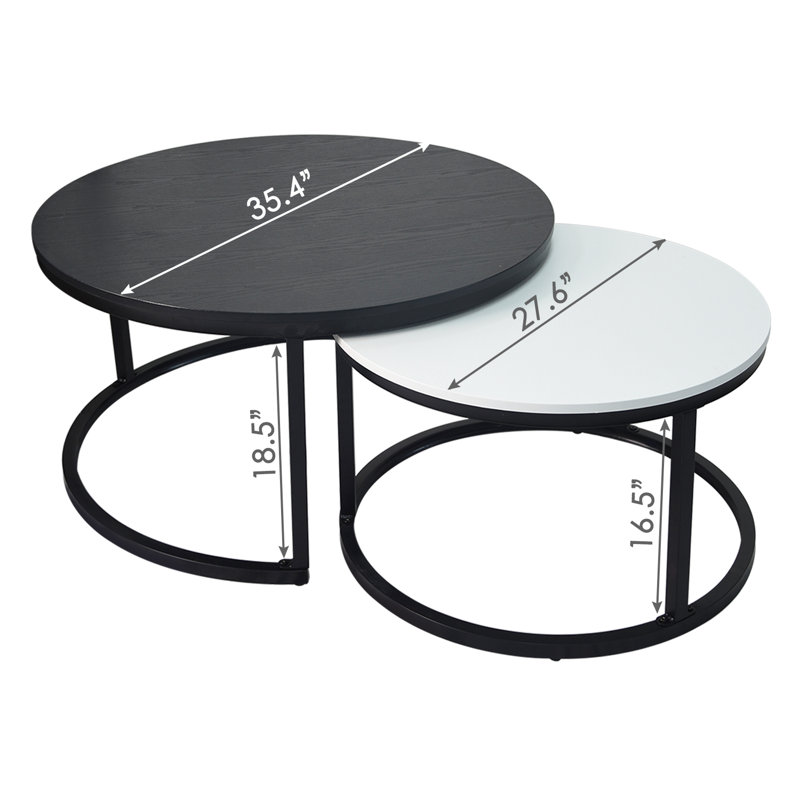 Latitude Run® 33.9 Inch Nesting Coffee Table Set (black & White